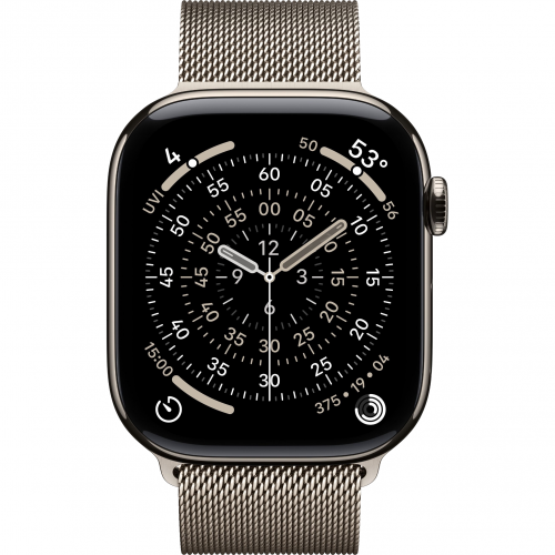 Apple Watch 11 46mm, Natural Titanium, Milanese Loop, M/L
