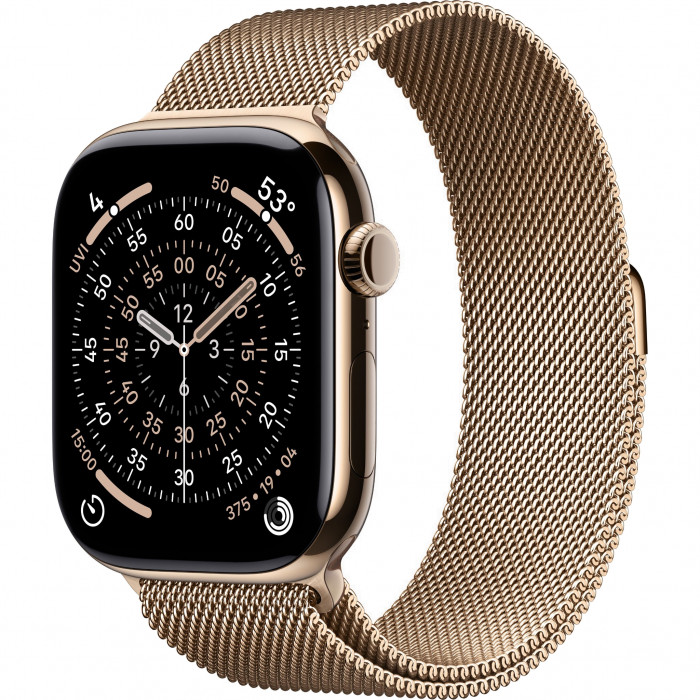 Apple Watch 11 46mm, Gold Titanium, Milanese Loop, M/L