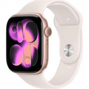 Apple Watch 11 42mm, Rose Gold Aluminum, Light Blush Sport Band, S/M