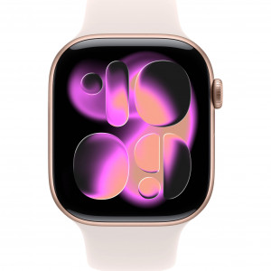 Apple Watch 11 42mm, Rose Gold Aluminum, Light Blush Sport Band, S/M