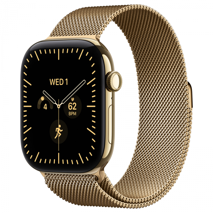 Apple Watch 12 46mm, Radiant Gold Titanium, Milanese Loop M/L