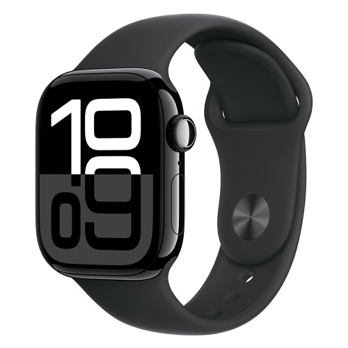 Apple Watch 10 46mm, Aluminum Jet Black, Ремешок Black Sport Band, размер S/M