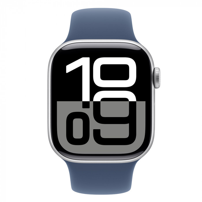Apple Watch 10 42mm, Aluminum Silver, Ремешок Denim Sport Band, размер M/L