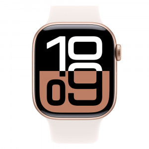 Apple Watch 10 46mm, Aluminum Rose Gold, Ремешок Light Blush Sport Band, размер S/M
