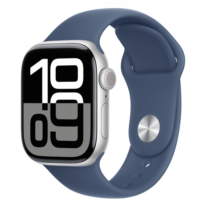 Apple Watch 10 42mm, Aluminum Silver, Ремешок Denim Sport Band, размер M/L