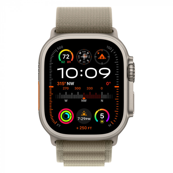 Apple Watch Ultra 2 49mm Titanium Alpine Loop, Olive M