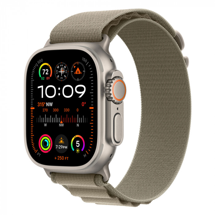 Apple Watch Ultra 2 49mm Titanium Alpine Loop, Olive M