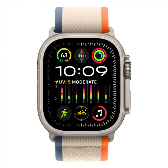 Apple Watch Ultra 2 49mm Titanium Trail Loop, Orange/Beige S/M