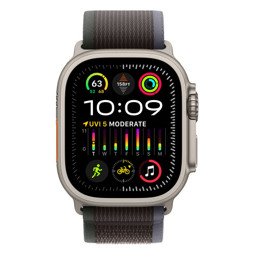 Apple Watch Ultra 2 49mm Titanium Trail Loop, Blue/Black S/M