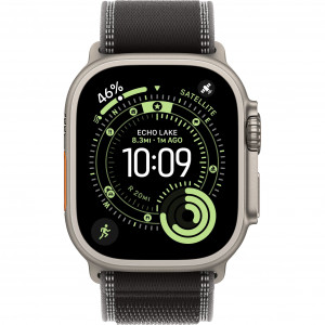 Apple Watch Ultra 3 49mm, Natural Titanium, Trail Loop Black/Charcoal, S/M
