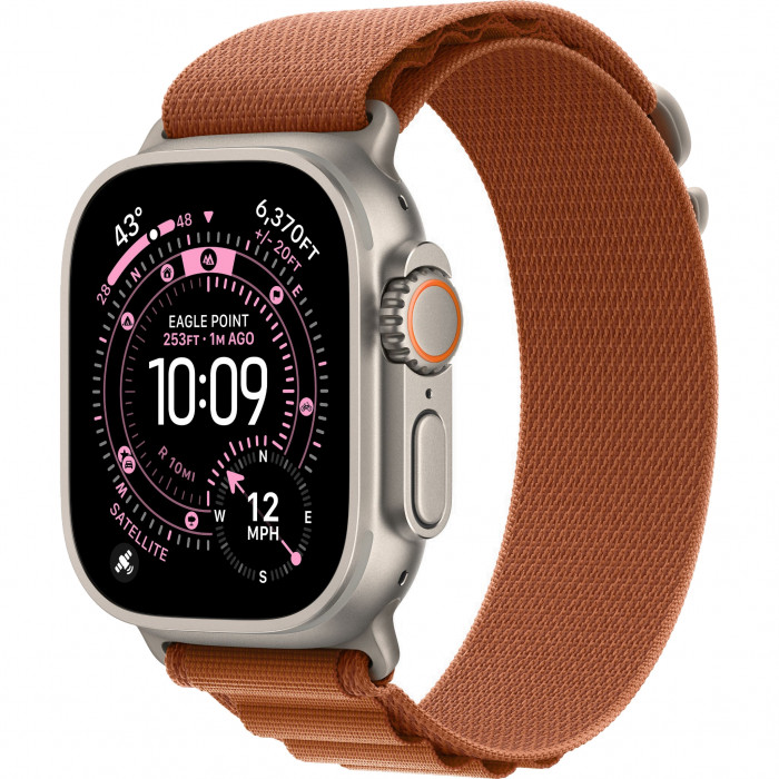 Apple Watch Ultra 3 49mm, Natural Titanium, Alpine Loop Terra Cotta, S