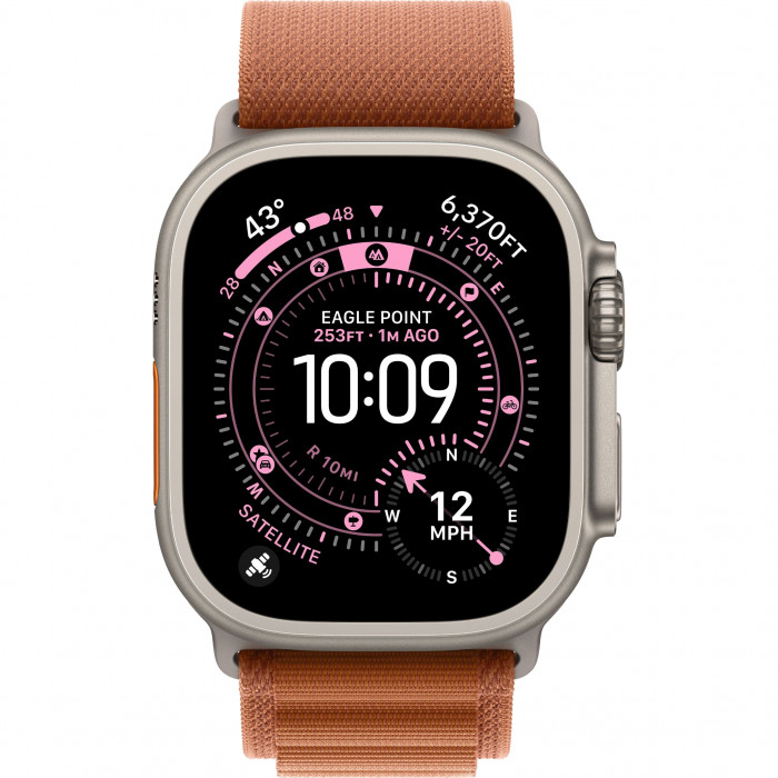 Apple Watch Ultra 3 49mm, Natural Titanium, Alpine Loop Terra Cotta, S