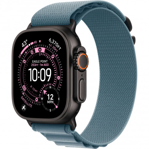 Apple Watch Ultra 3 49mm, Black Titanium, Alpine Loop Light Blue, L