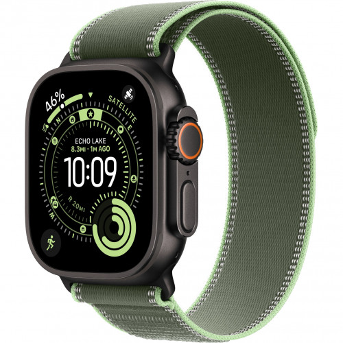 Apple Watch Ultra 3 49mm, Black Titanium, Trail Loop Green/Neon, M/L