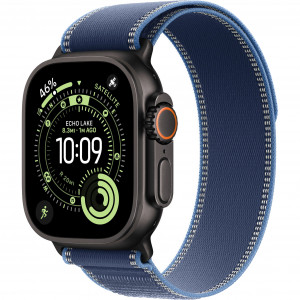Apple Watch Ultra 3 49mm, Black Titanium, Trail Loop Blue/Bright Blue, S/M