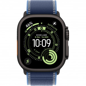 Apple Watch Ultra 3 49mm, Black Titanium, Trail Loop Blue/Bright Blue, S/M