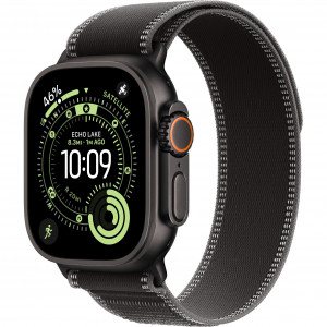 Apple Watch Ultra 3 49mm, Black Titanium, Trail Loop Black/Charcoal, S/M