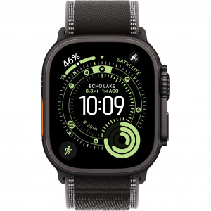 Apple Watch Ultra 3 49mm, Black Titanium, Trail Loop Black/Charcoal, S/M