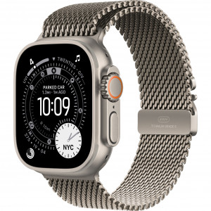 Apple Watch Ultra 3 49mm, Natural Titanium, Titanium Milanese Loop, M