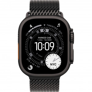 Apple Watch Ultra 3 49mm, Black Titanium, Titanium Milanese Loop, L