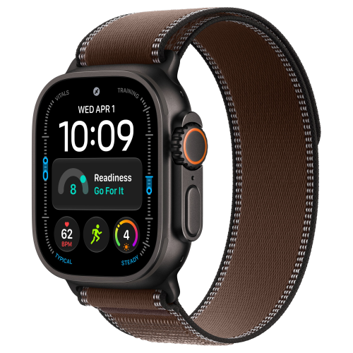 Apple Watch Ultra 4 49mm, Black Titanium, Trail Loop Dark Umber, S/M