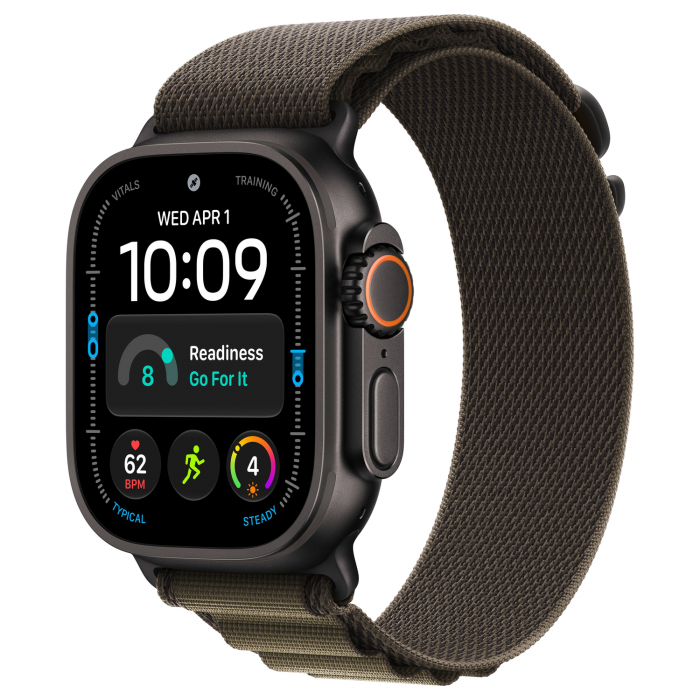 Apple Watch Ultra 4 49mm, Black Titanium, Alpine Loop Dark Olive, L