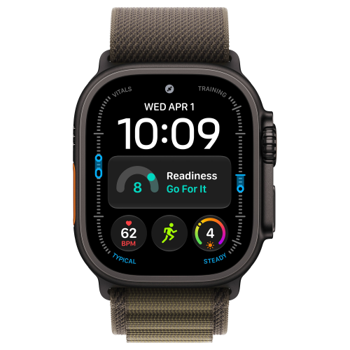 Apple Watch Ultra 4 49mm, Black Titanium, Alpine Loop Dark Olive, S