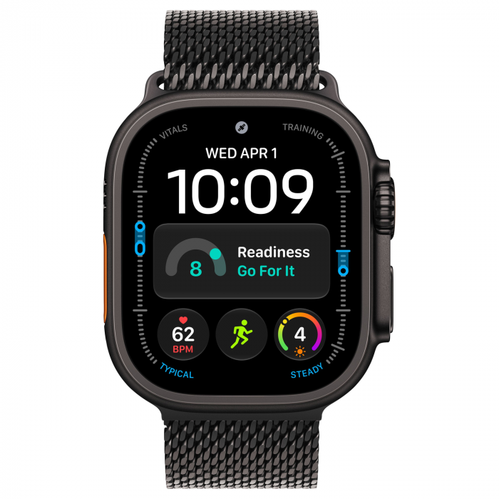 Apple Watch Ultra 4 49mm, Black Titanium, Titanium Milanese Loop, S
