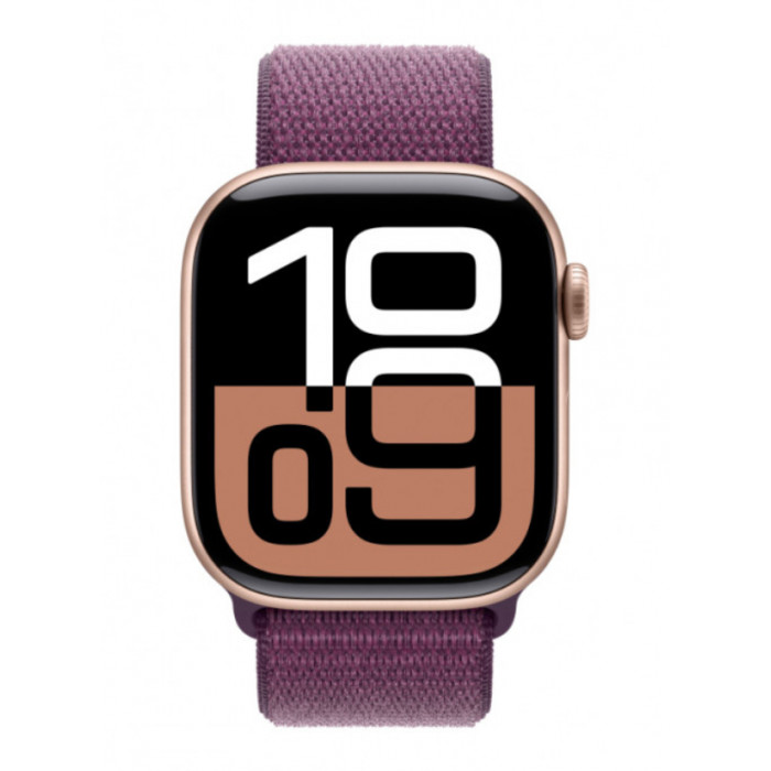 Apple Watch 10 42mm, Aluminium Rose Gold, Ремешок Plum Sport Loop