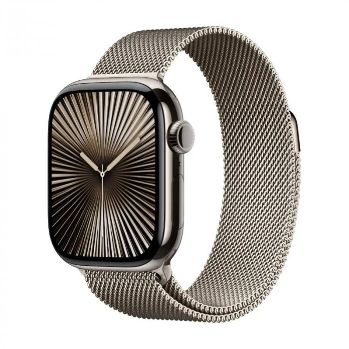Apple Watch 10 46mm, Titanium Natural, Ремешок Natural Milanese Loop, размер M/L
