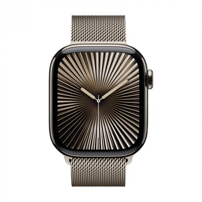Apple Watch 10 46mm, Titanium Natural, Ремешок Natural Milanese Loop, размер M/L