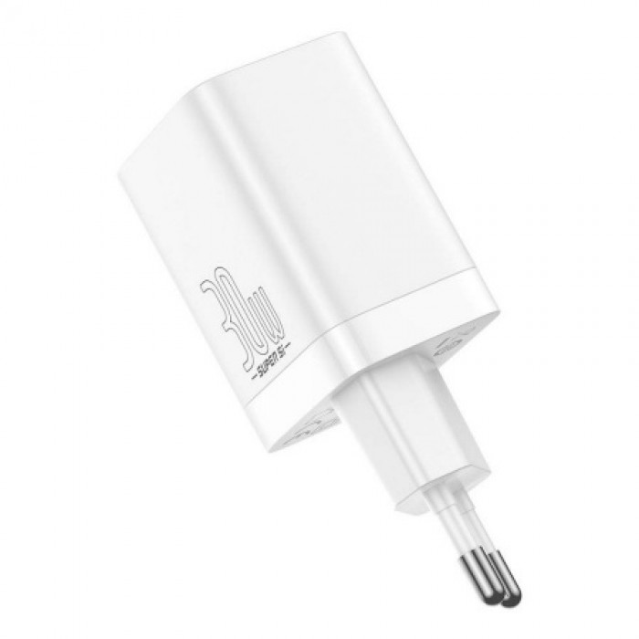 СЗУ Baseus Super Si Pro USB+USB-C, 3A, 30W, White