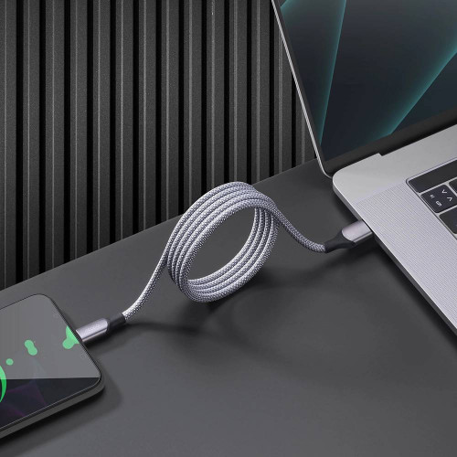 Дата-кабель Deppa Magneto, USB - USB-C 60W, 1.5м, серый
