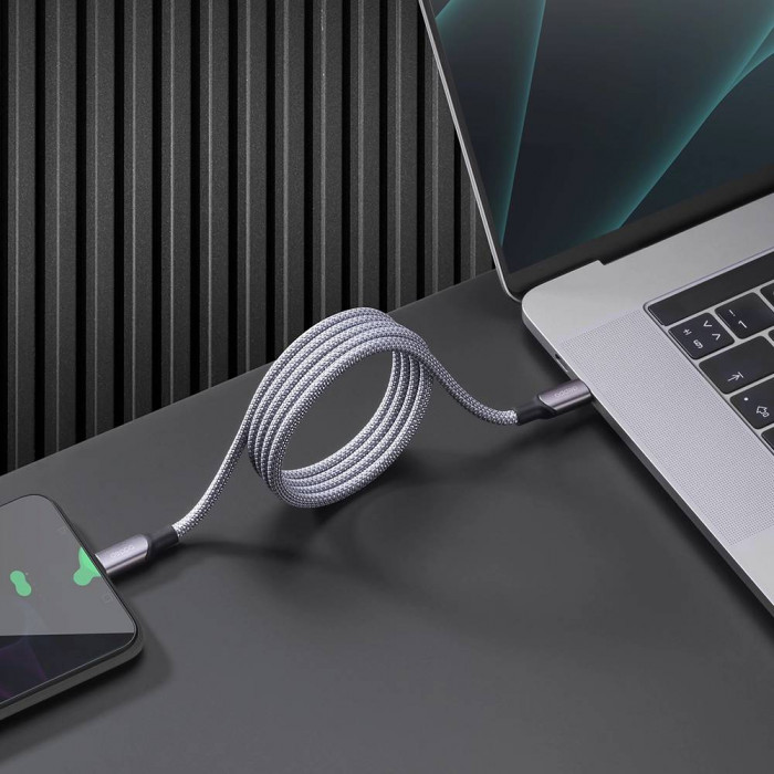 Дата-кабель Deppa Magneto,Type-C - Type-C, 1.5м, 5A, 100W,серый
