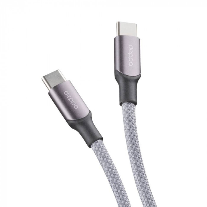Дата-кабель Deppa Magneto,Type-C - Type-C, 1.5м, 5A, 100W,серый