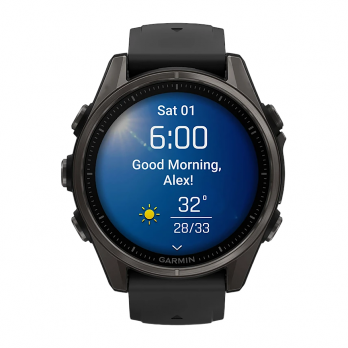 Умные часы Garmin Fenix 8 43mm, Черный, Ремешок серый