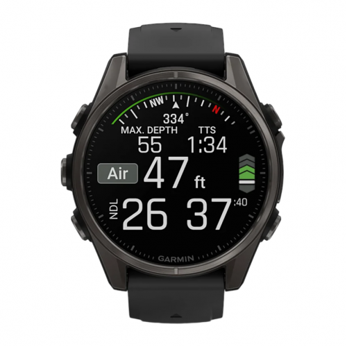 Умные часы Garmin Fenix 8 43mm, Черный, Ремешок серый