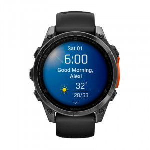 Умные часы Garmin Fenix 8 47mm, Серый, Ремешок черный