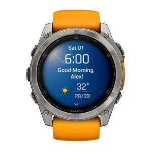 Умные часы Garmin Fenix 8 51mm Sapphire, Титановый серый, Ремешок оранжево-графитовый