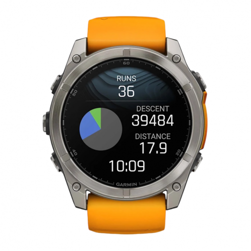 Умные часы Garmin Fenix 8 51mm Sapphire, Титановый серый, Ремешок оранжево-графитовый