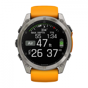 Умные часы Garmin Fenix 8 51mm Sapphire, Титановый серый, Ремешок оранжево-графитовый