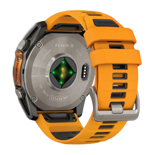 Умные часы Garmin Fenix 8 51mm Sapphire, Титановый серый, Ремешок оранжево-графитовый