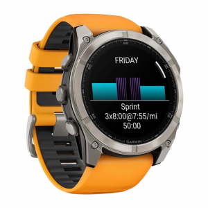 Умные часы Garmin Fenix 8 51mm Sapphire, Титановый серый, Ремешок оранжево-графитовый