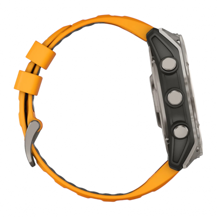 Умные часы Garmin Fenix 8 51mm Sapphire, Титановый серый, Ремешок оранжево-графитовый