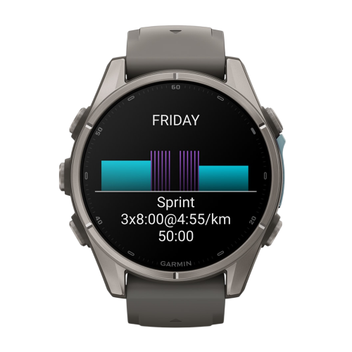 Умные часы Garmin Fenix 9 43mm, Титановый, Ремешок пепельно-серый