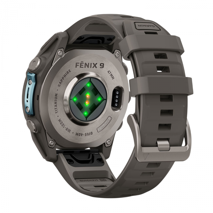 Умные часы Garmin Fenix 9 47mm, Титановый, Ремешок пепельно-серый