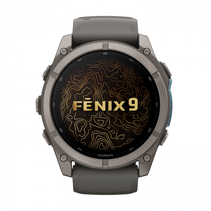 Умные часы Garmin Fenix 9 47mm, Титановый, Ремешок пепельно-серый