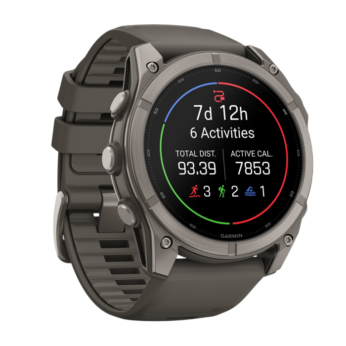 Умные часы Garmin Fenix 9 47mm, Титановый, Ремешок пепельно-серый