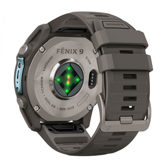 Умные часы Garmin Fenix 9 51mm, Титановый, Ремешок пепельно-серый