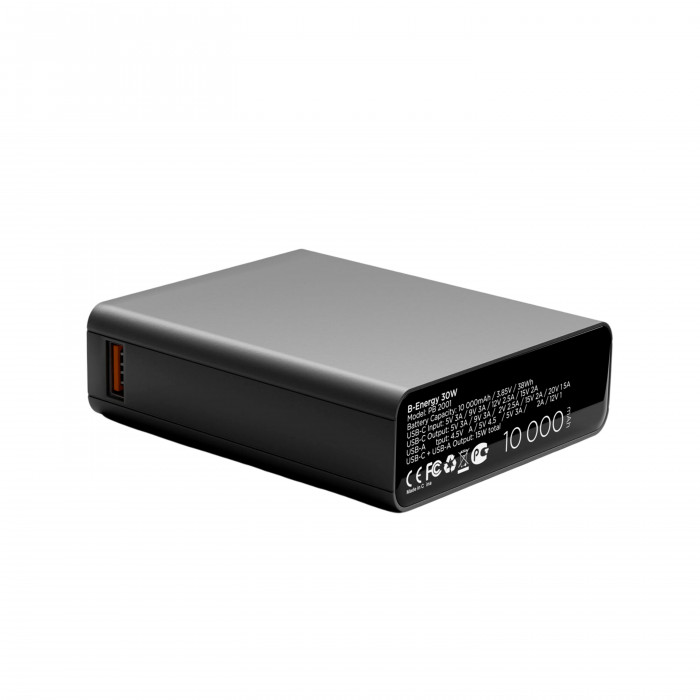 Внешний аккумулятор VLP B-Energy 10000mAh, 30W, Steel Gray